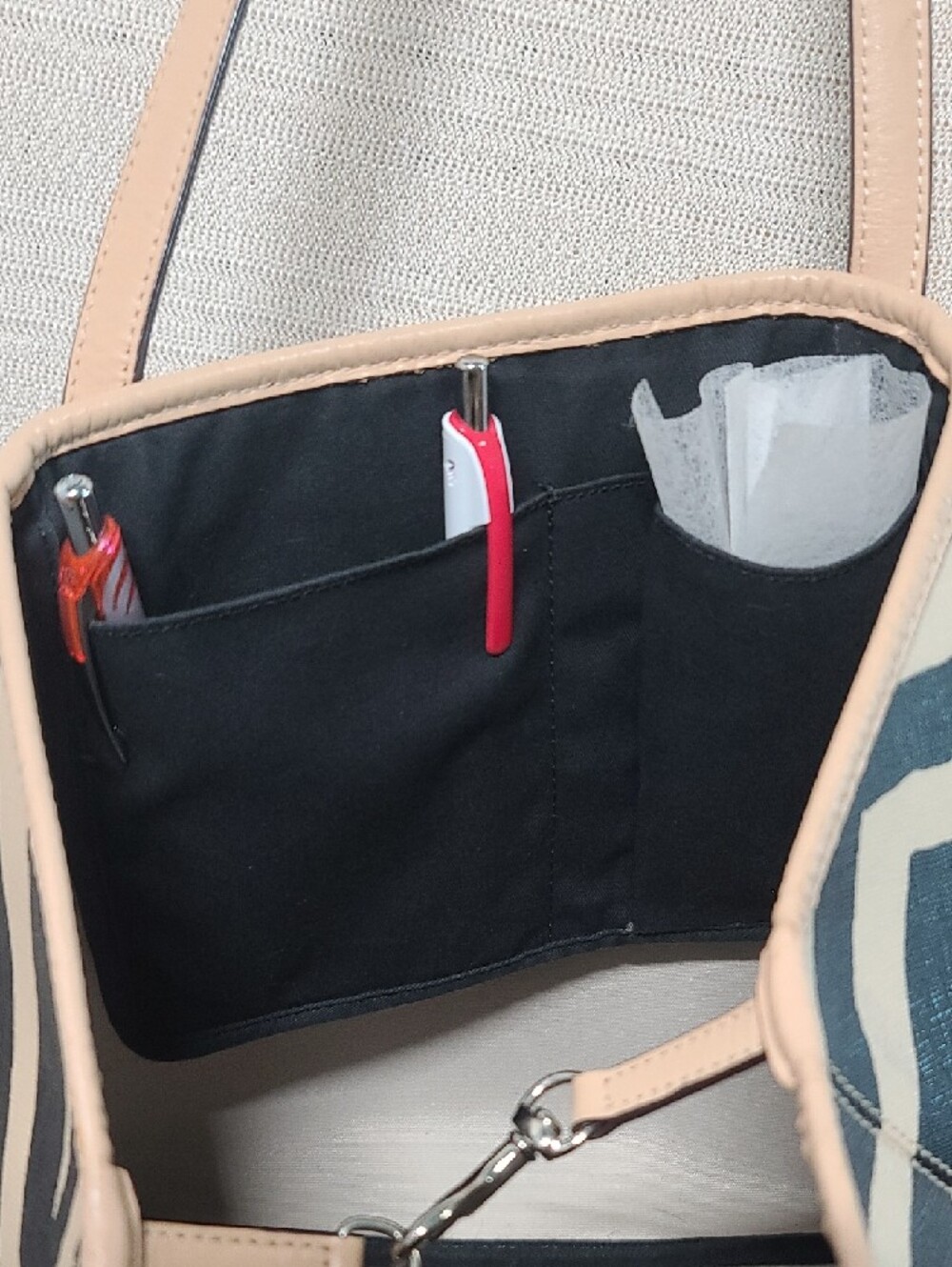 Coach Zebra-Print Metro Tote in Black and Cream with Tan Trim, Note Call Outs - Picture 5 of 15